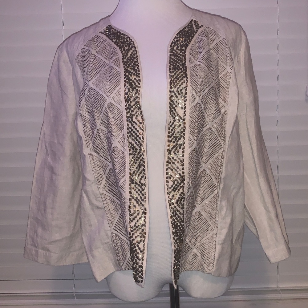 Chico’s Embellished Linen Jacket